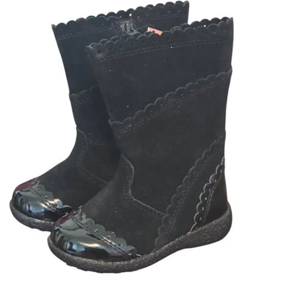 Vintage Gymboree Black Boots Girls Size 5 Faux Leather Toddler